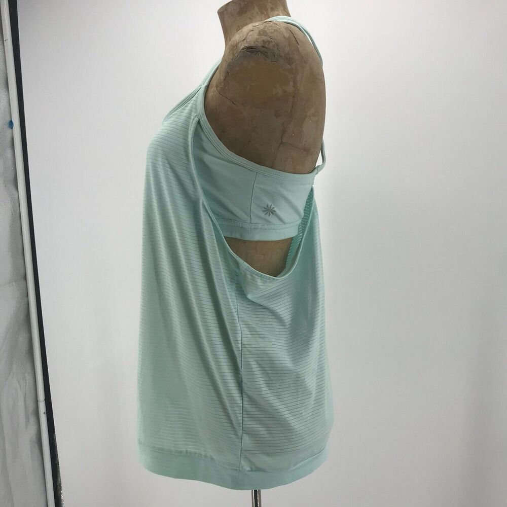 Athleta Tank Womens Medium Light Blue Attached Bra Criss Cross Sleeveless - Picture 4 of 13